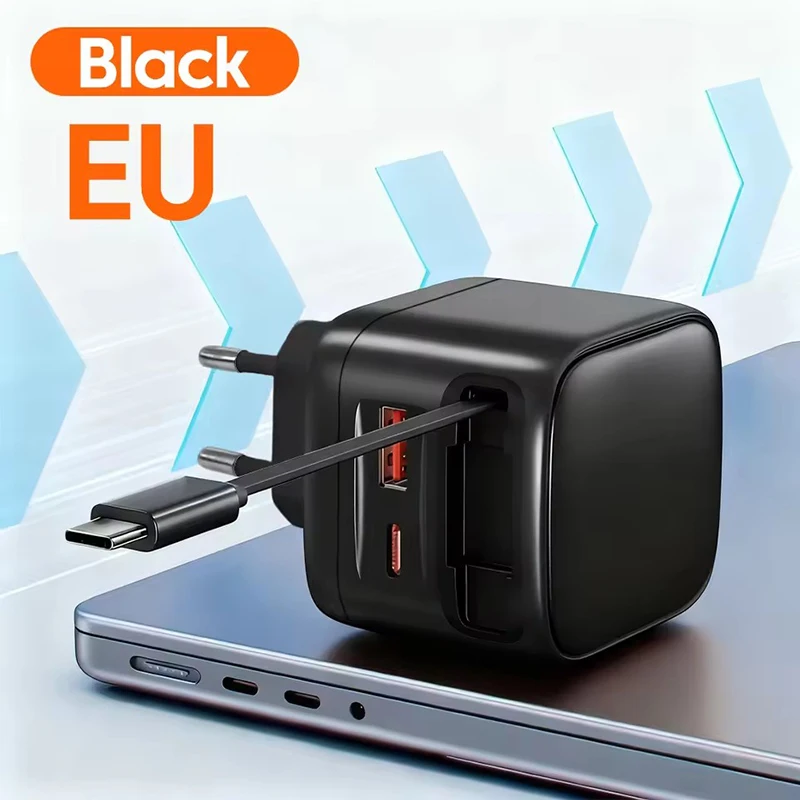 

Зарядное устройство со встроенным выдвижным кабелем Type-C, вилка EU/US, сверхбыстрая зарядка для iPhone, Xiaomi, Huawei, Samsung, Oneplus, OPPO
