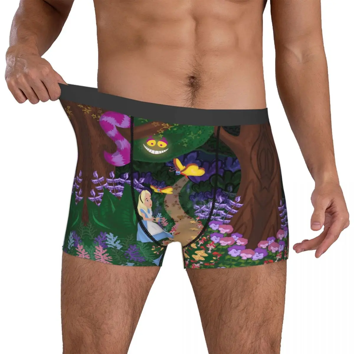 

Custom Novelty Alices Anime Wonderlandes Boxers Shorts Panties Men's Underpants Stretch Alice Cheshires Anime Cat