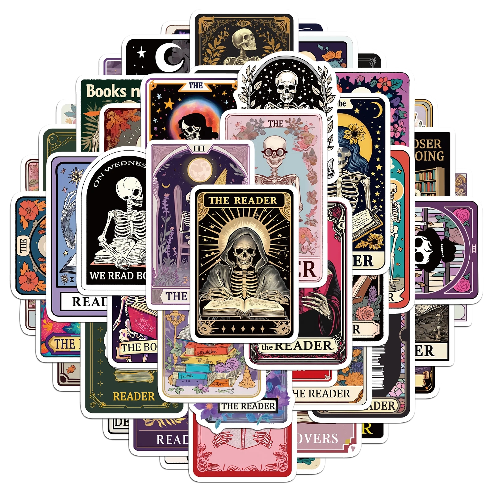 50PCS The Reader Dusty Tarot Card Stickers Exquisite Handbooks Material Phone Case Laptop Luggage Waterproof Stickers