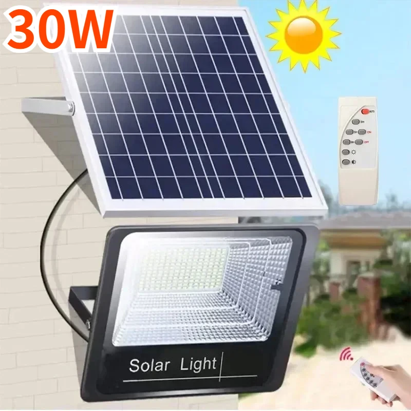 

30W Solar Flood Lights Outdoor IP67 Waterproof with Motion Sensor Floodlight Remote Control Spotlight for Patio Garage Backyard