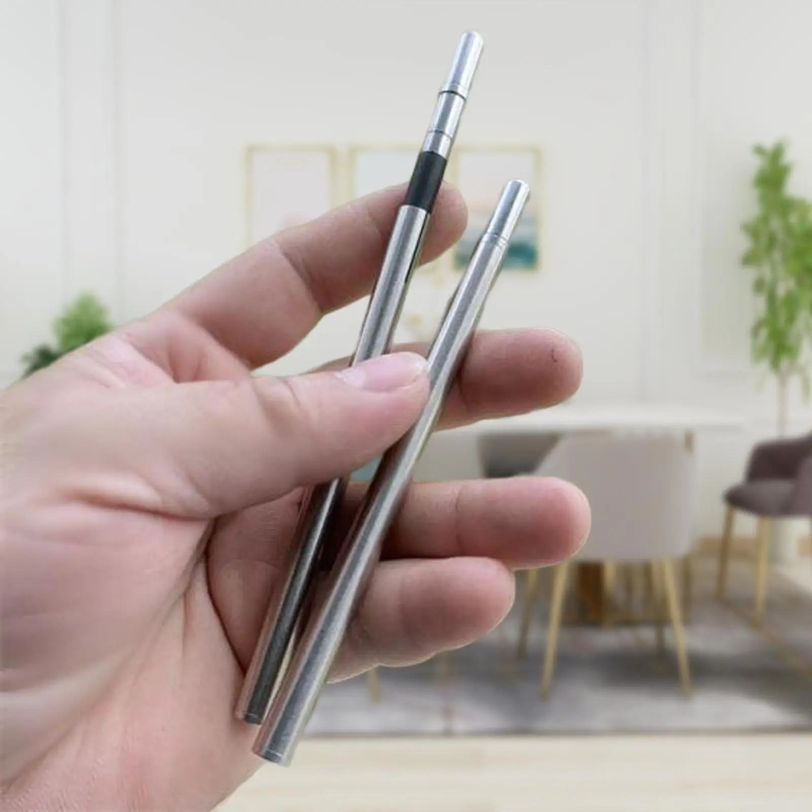 

1 пара палочек для еды из нержавеющей стали из черного дерева, легкие и удобные