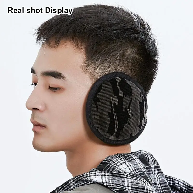 2Pcs/Set Camouflage Earmuffs For Men Winter Outdoor Windproof Ear Warm Protector Women Soft Plush Fleece Velvet Ear Cover