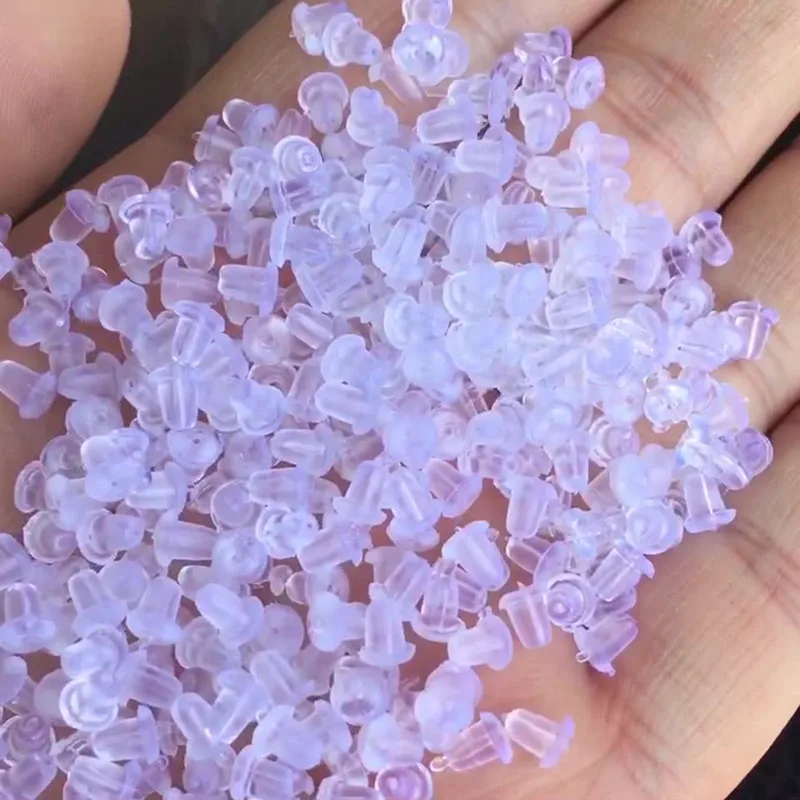 Ok. 100 sztuk/partia kolczyk powrót Bullet plastikowe zatyczki do uszu/zablokowane DIY kolczyki Accessorie przezroczyste silikonowe kolczyki powrót