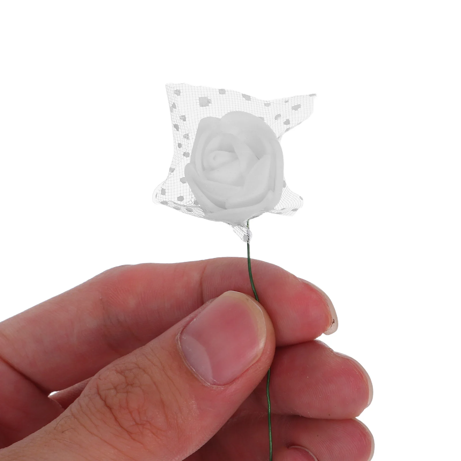 

144Pcs Foam Rose Heads Artificial 2.5cm Tulle Enhanced Stems Leaves for Wedding Bridal Shower DIY Centerpieces Party Decorations