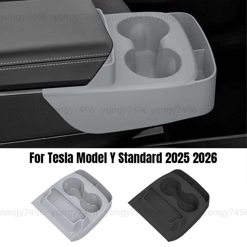 

Car Upgrade For Tesla Model Y Standard 2025 2026 Silicone Cup Holder Liner Non-Slip Central Control Storage Organizer Box Mat