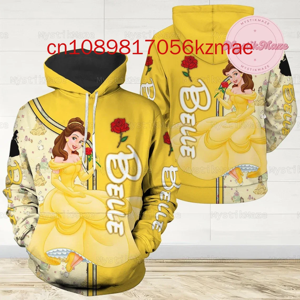 2024 New Disney Beauty and the Beast Hoodie Legging Suit women's Diseny Hoodie Yoga Pants Sweatpants Fashion Tracksuit set