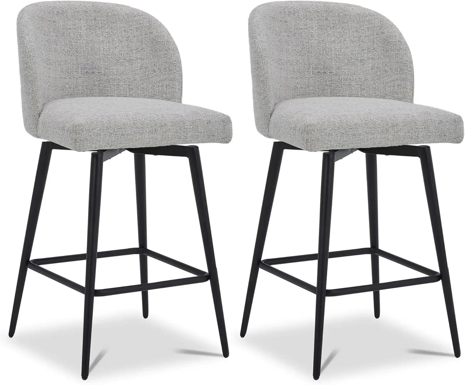 Watson & Whitely Counter Height Bar Stools Set of 2, 360° Swivel Upholstered Barstools with Backs and Metal Legs, 26\