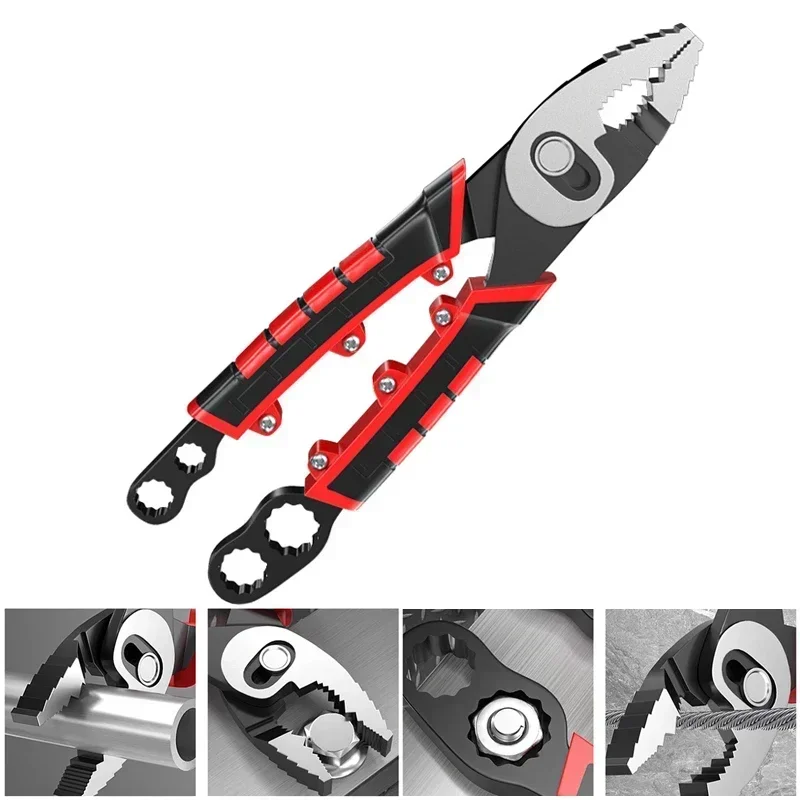 Multifunctional Fish Nose Pliers 8-14mm Plum Wrench Double Axis 0-80mm Clamping Metal Wire Cutting Wire Cutter Hand Tools