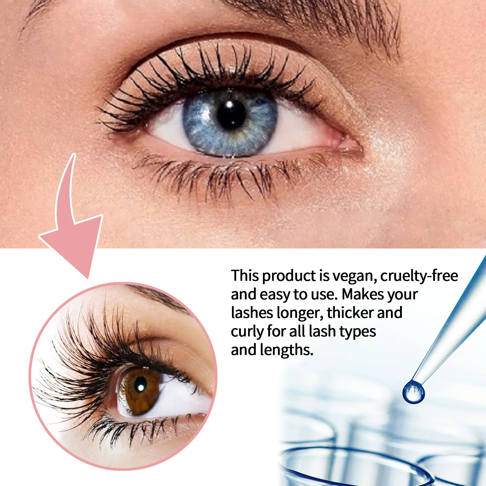 EELHOE Ginseng Root Lashes Serum ขนตาธรรมชาติ Curling Fast Growth เพรียวบางหนาเต็มรูปแบบที่มีประสิทธิภาพแต่งหน้าดูแล