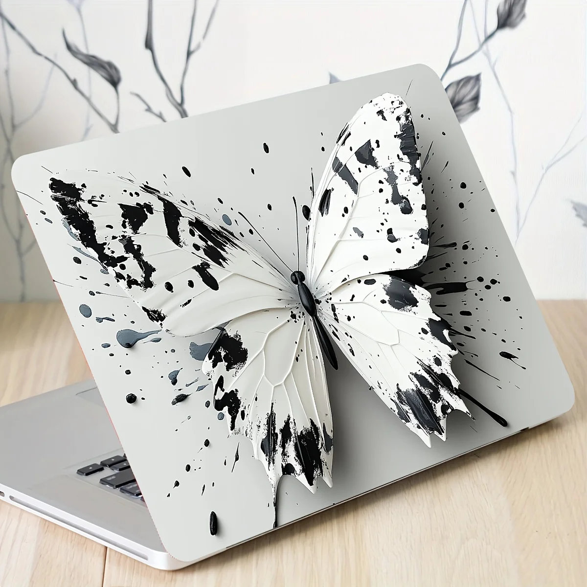 Vinyl Notebook Case Butterfly Splash Sticker, 2 Pieces/Set, Scratch Resistant DIY Art Case for Laptop
