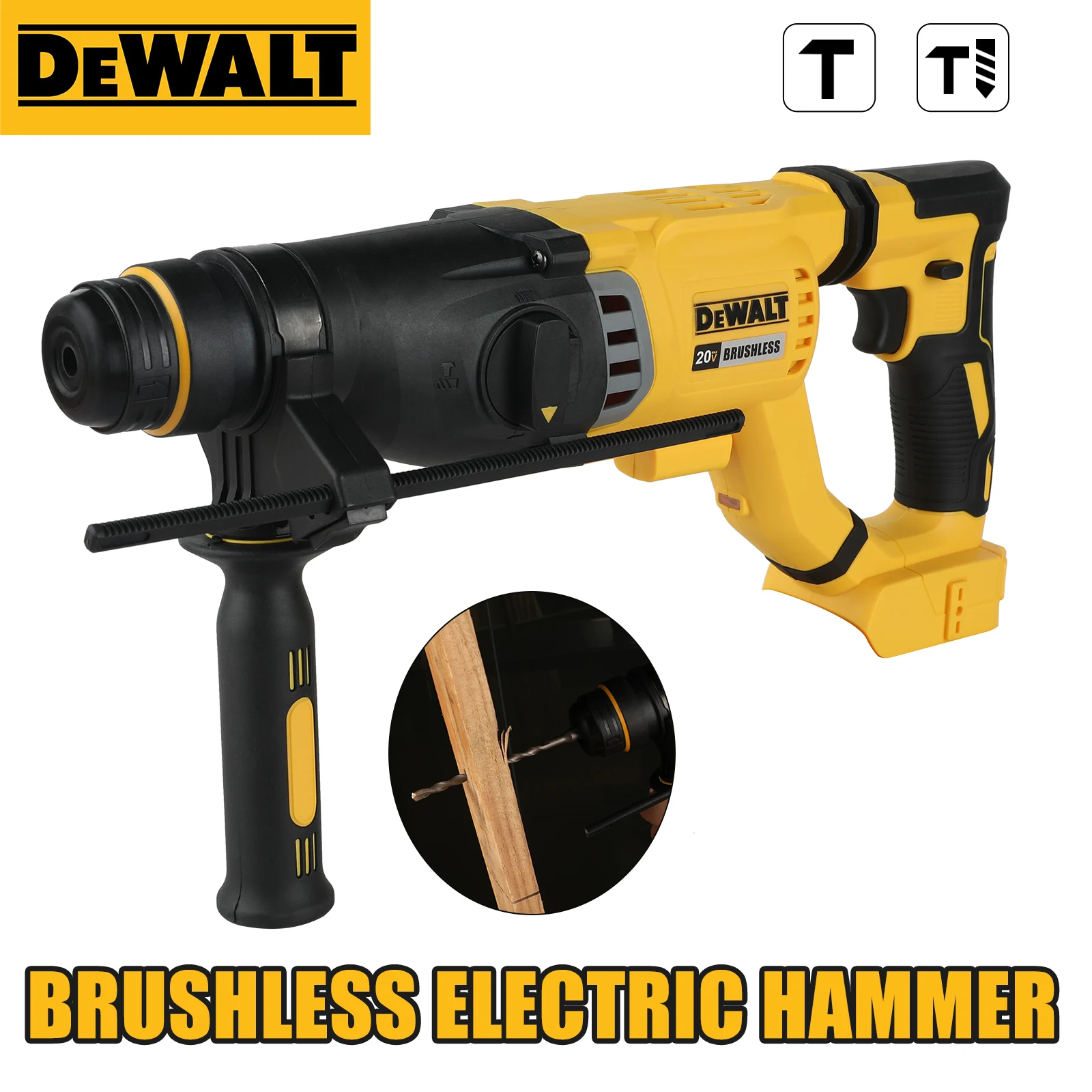 Martillo Rotatorio DEWALT DCH263 SDS Plus de 1-1/8 Pulgadas, 20 V MAX, Inalámbrico, para Perforar Paredes y Concreto, Martillo Eléctrico, Herramienta Sola