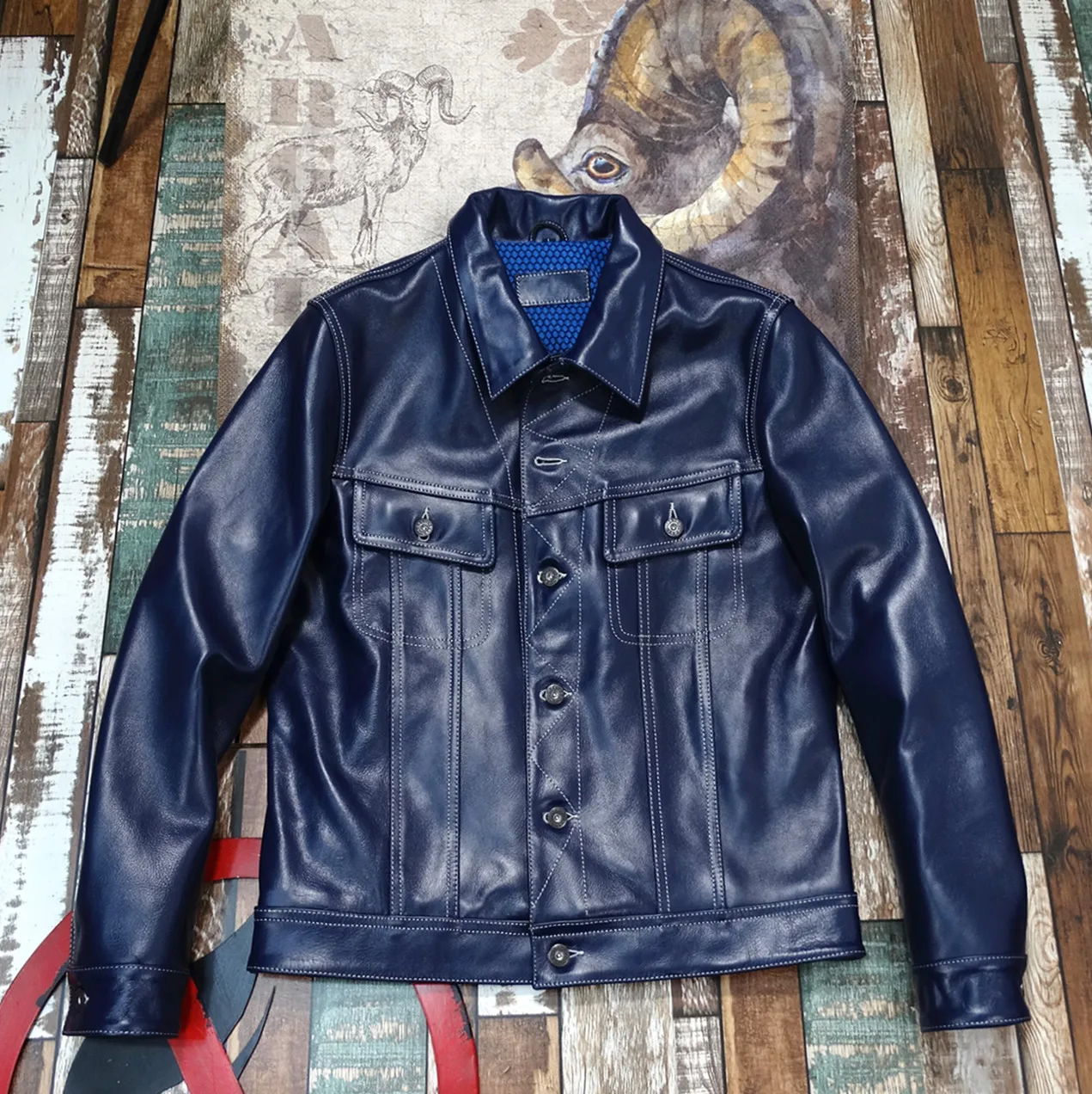 

ort Мужская кожаная одежда Jaet 0, ковбойский верхний слой из воловьей кожи, модная городская одежда