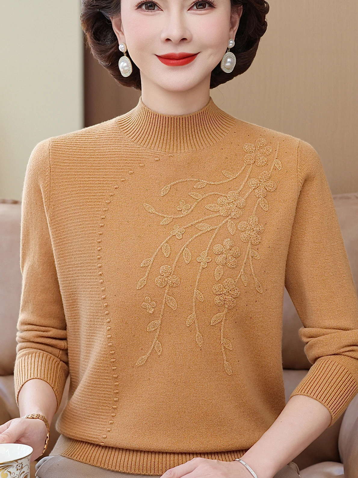 

Модный женский свитер из чистой шерсти с высоким воротником, трикотажная основа, модный топ, цвет, осень-зима для ли