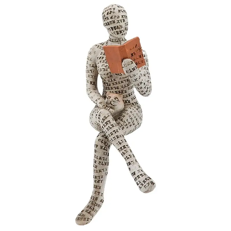 ABKL-2PCS Reading Women Thinkers Statue Pulp Reading Women Figurine Modern Abstract Art Sculpture Reading Women Sculpture