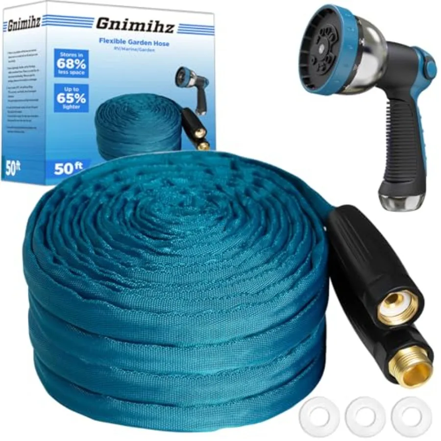 

Садовый шланг 50 футов из TPE (не ПВХ), ультралегкий, гибкий, с прочными латунными фитингами, не теряет форму, легко хранить.