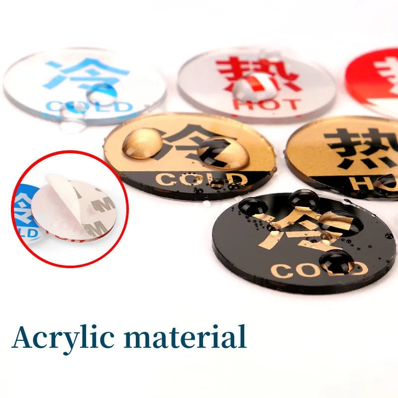 Hot and Cold Signs Round Universal Easy to Use Sticker Self-adhesion Water Signs Label for Kitchen Bathroom Faucets Sink
