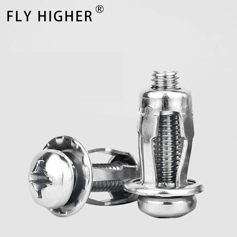 M4-M8 Stainless steel Jack nuts SS304/ Car Metal Screw Petal nuts with screw for hollow wall Iron skin