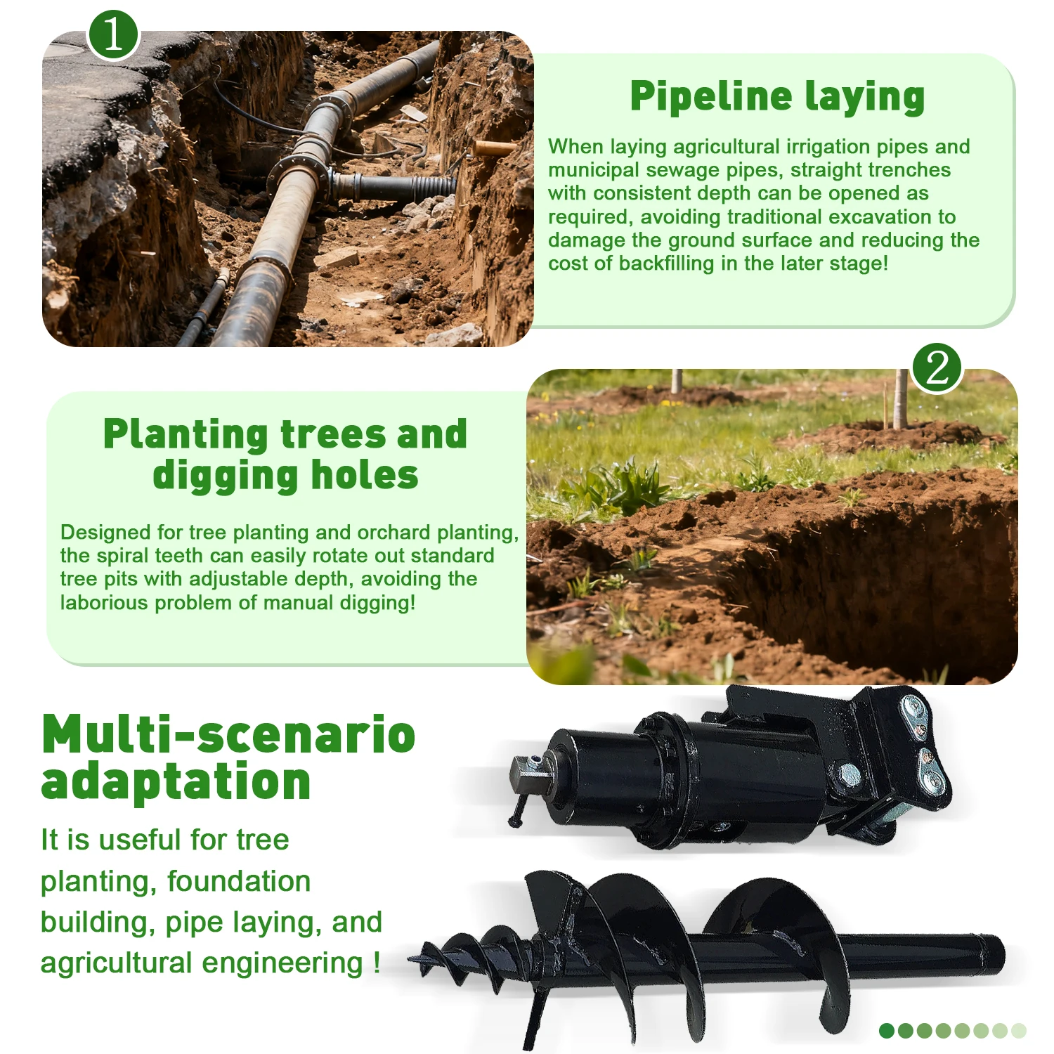 اوجير حفارة صغيرة - متوافق مع حفارات صغيرة 1-1.8T، تأتي مع أعمال حفر وتكويم دبوس مجاني