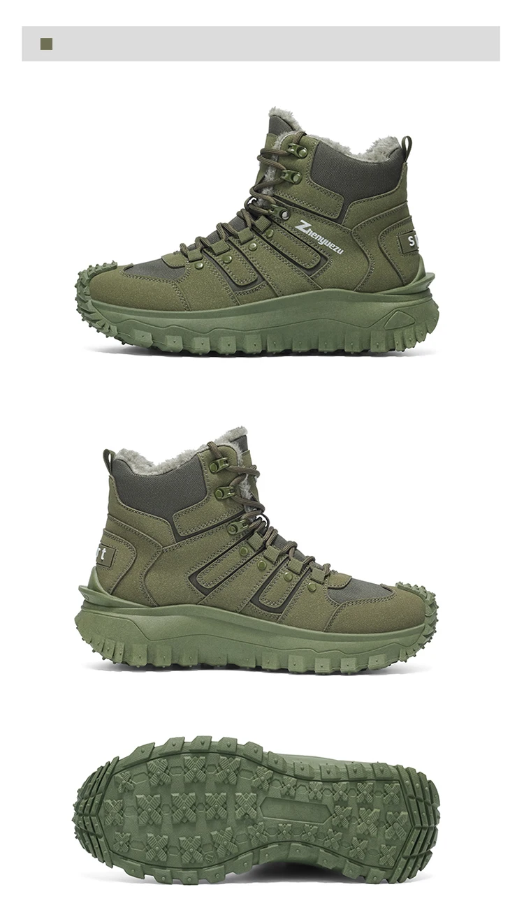 Winter-Essentials Schneestiefel, Outdoor-Wanderstiefel mit Fleecefutter, Warme Herren-High-Top Rutschfeste Wanderschuhe – Detail 22