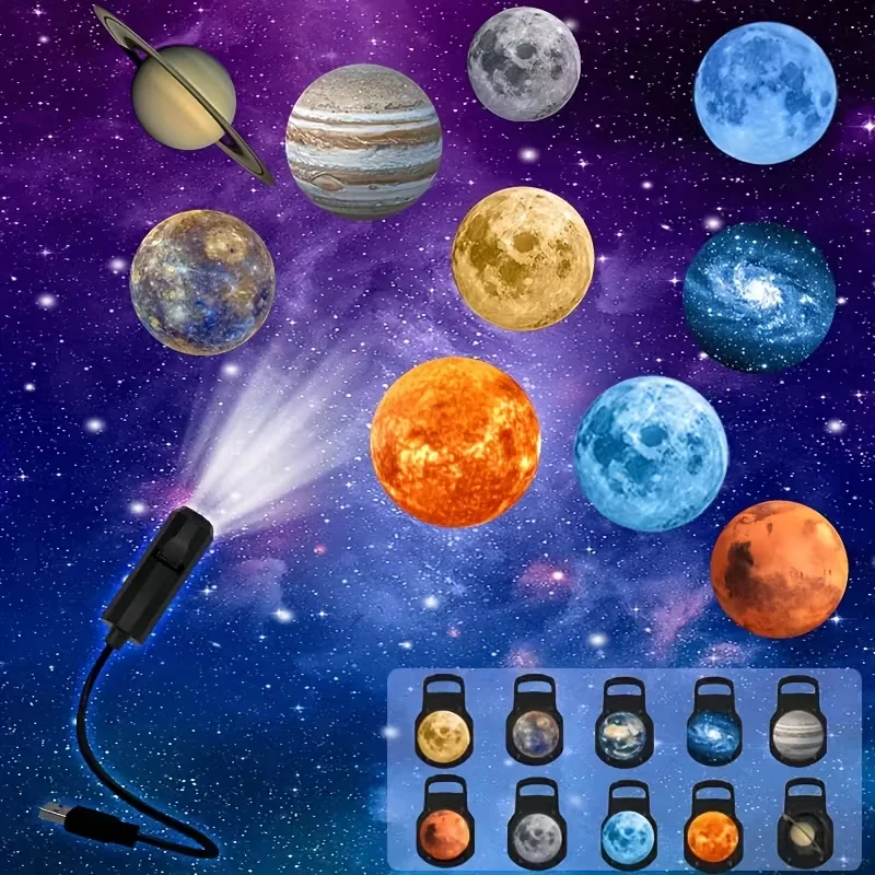 

Проекционный светильник USB с прямым подключением, сменный светильник для проекции на потолок (планеты/Хэллоуин), для украшения интерьера, подарки