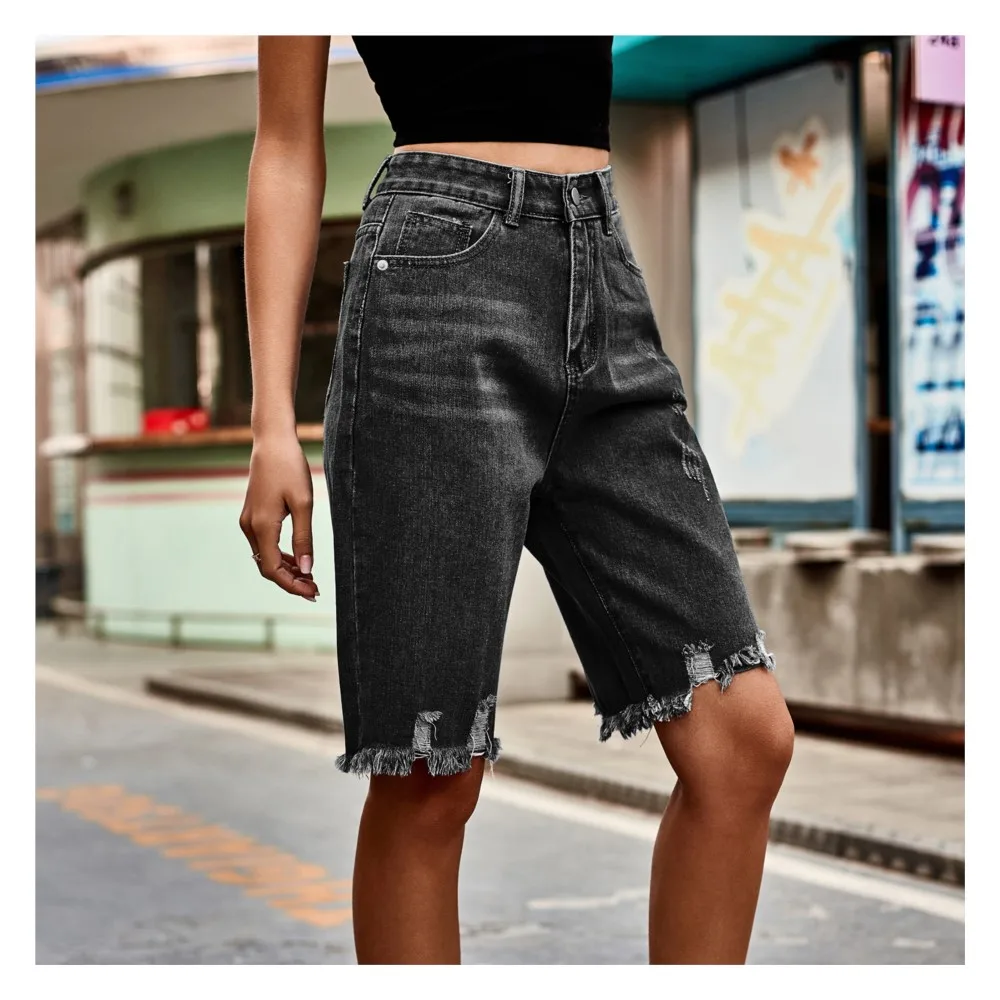 Denim Ripped Shorts Pants For Women Short En Jeans Femme Casual Shorts Damen Sommer Jean Shorts Women Streetwear De Mujer Beach