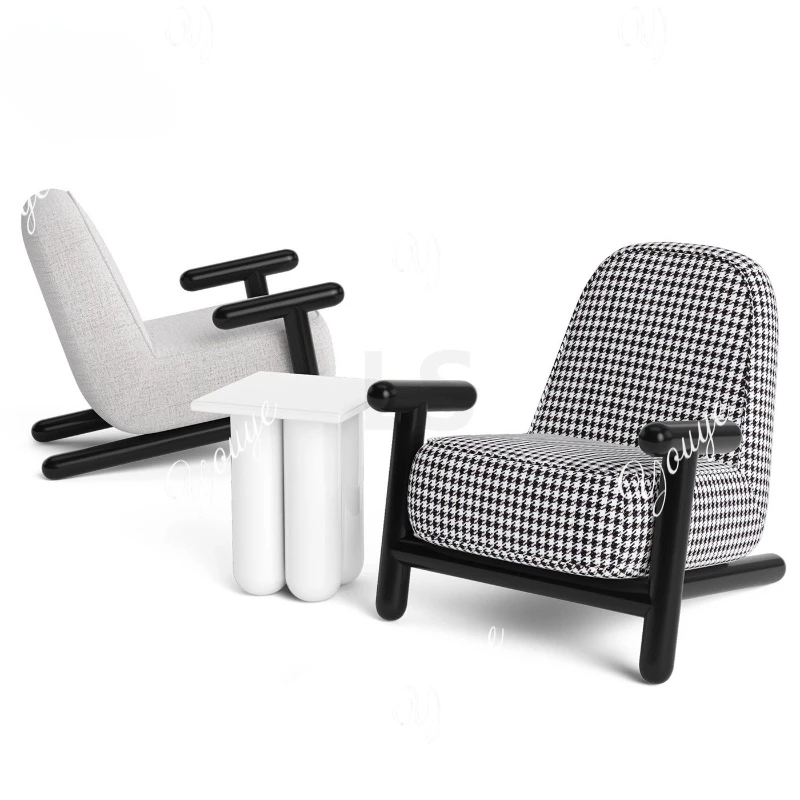 SX Thousand Birds Grid Fabric Single Sofa Small Unit Minimalist Nordic Light Luxury Designer Creative Grid Tiger Chair