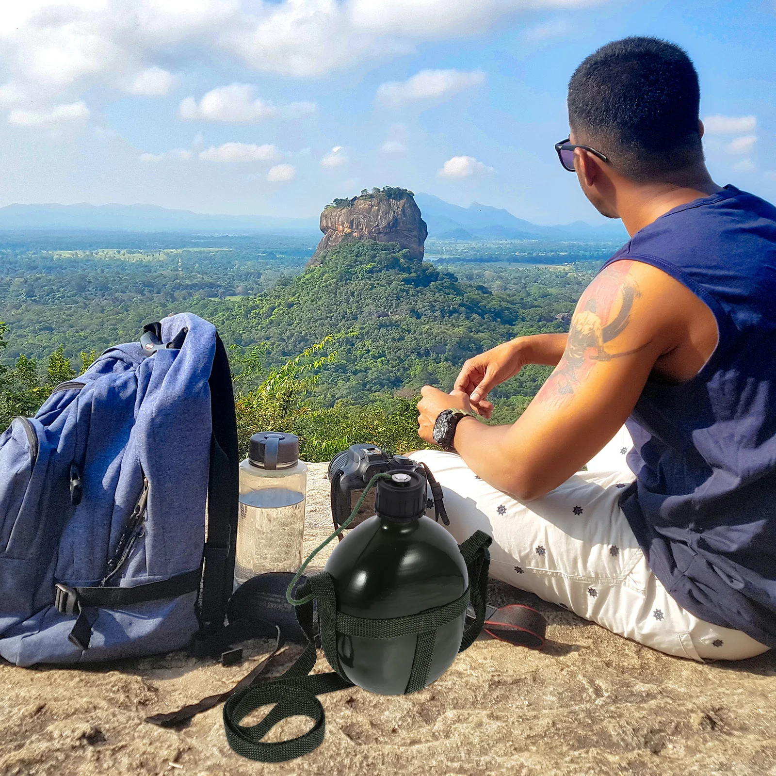 

1Pcs Crossbody Camping Canteen Premium Quality Outdoor Water Bottle Strong Wear Resistant Hiking Gear Lightweight Survival