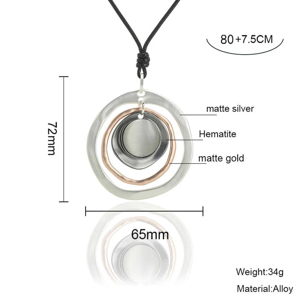 Circles Large Pendant Chunky Necklaces for Women Cute New in Long Black Necklace Choker Korean Fashion 2022 Woman Beauty Jewelry