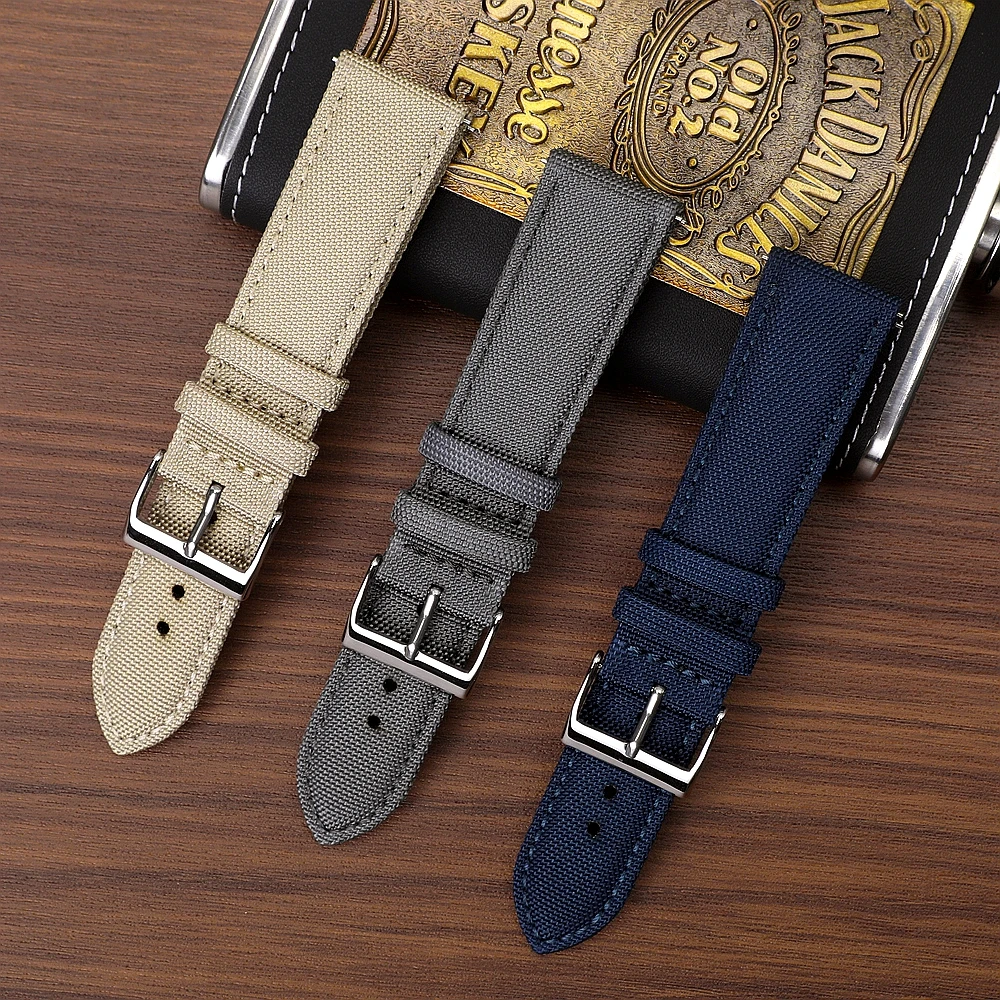 Hochwertiges Segeltuch-Uhrenarmband, 18 mm, 19 mm, 20 mm, 21 mm, 22 mm, 24 mm, Schnellverschluss-Armband, Nylon-Uhrenarmband, Zubehör für Herren