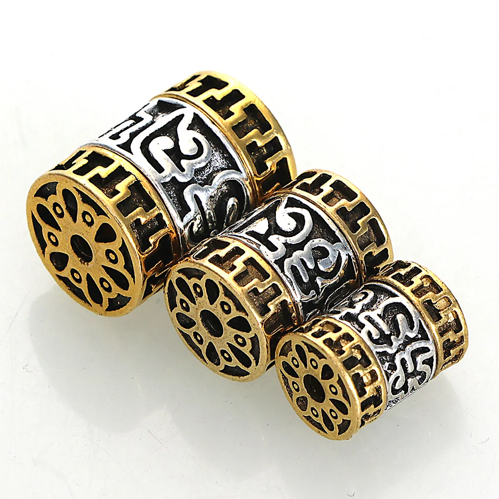 5Pcs Vintage Golden Silver Plated Cast Metal Striped Hollow Tube Spacers Charms Beads For Diy Necklace Jewelry Making