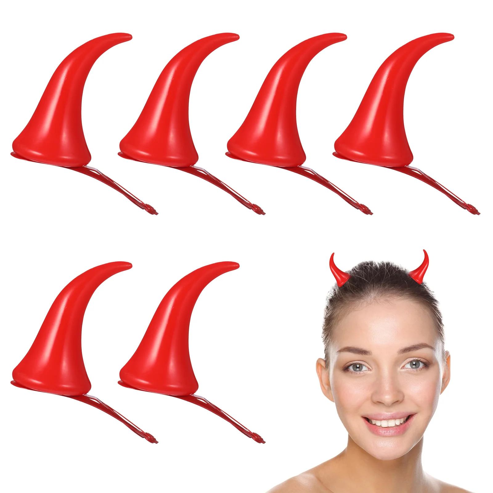 

8pcs Creative Red Blister Packaging Ox Horn Hairpin Halloween Hair Accessories for Kids Girl Boy Halloween Hair Clip