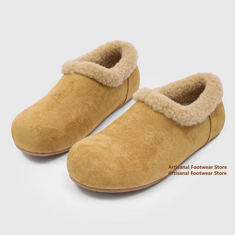 Low Top Suede Flats Men's Shoes Candy Color Slip On Shoes Multi-Colored Cotton Shoes Trendy Luxury Designer Suede Snow Boots