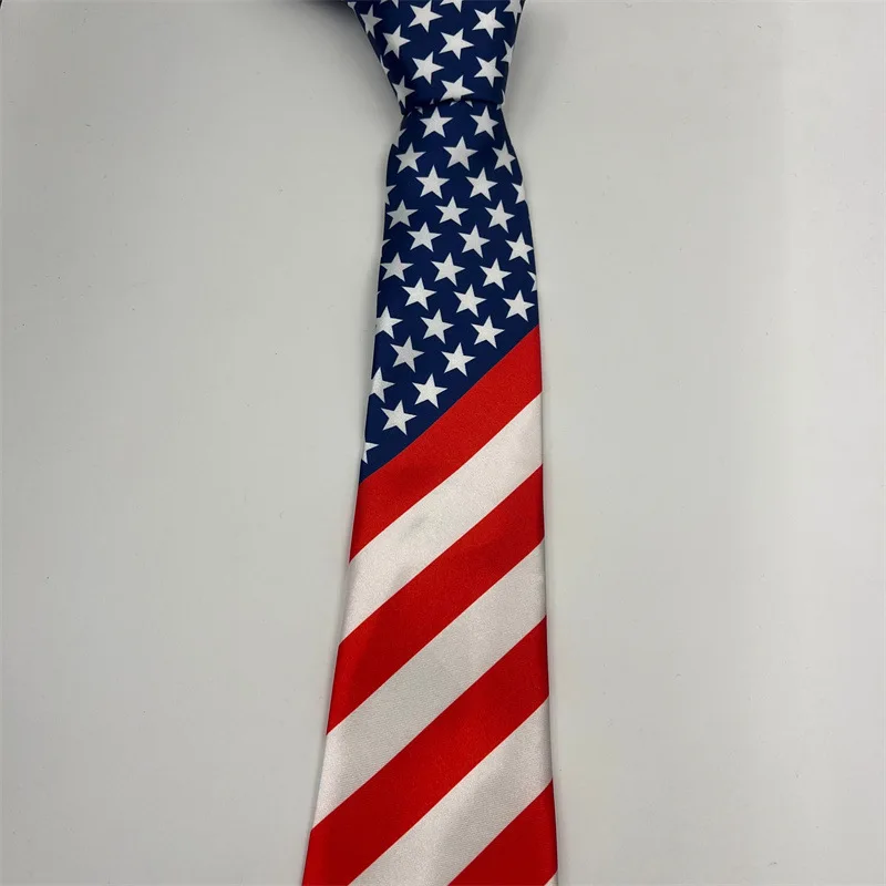 

New Classic American Flag Stripe Necktie Dacron Printing American Flag Tie Unisex Adults Tie for Party Performance Business