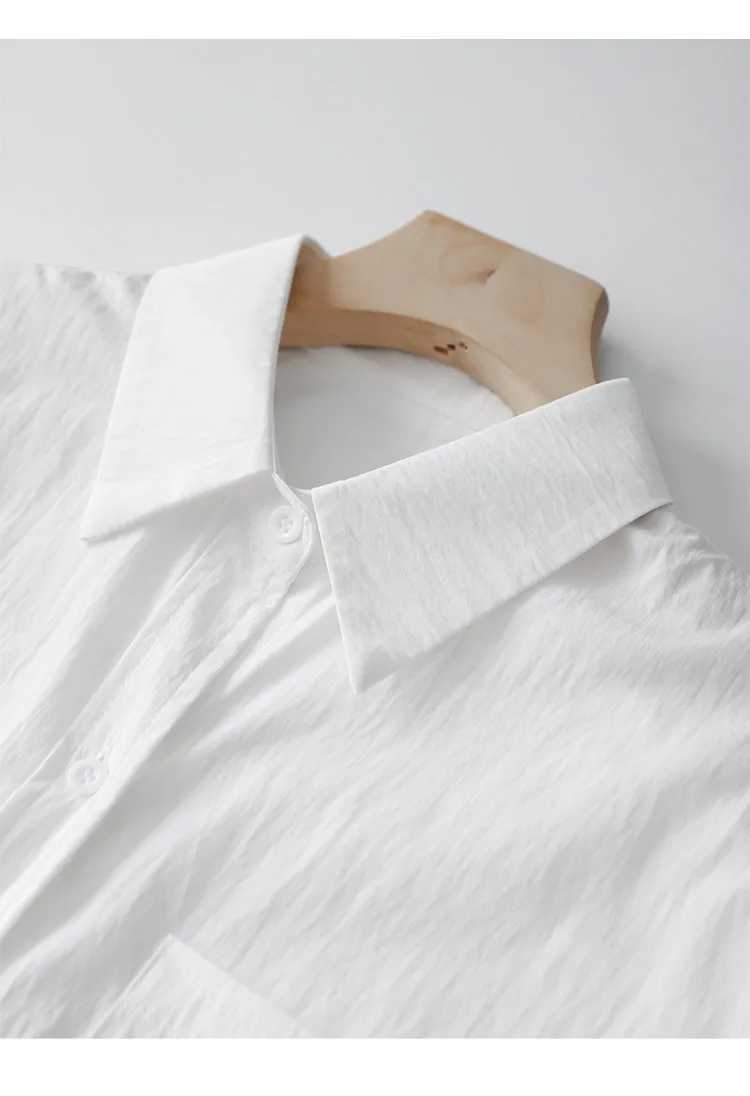 Camicette bianche da donna vintage con una tasca Manica lunga Coreano Casual Office Lady Camicie larghe Top Donna 2025 Nuova primavera autunno