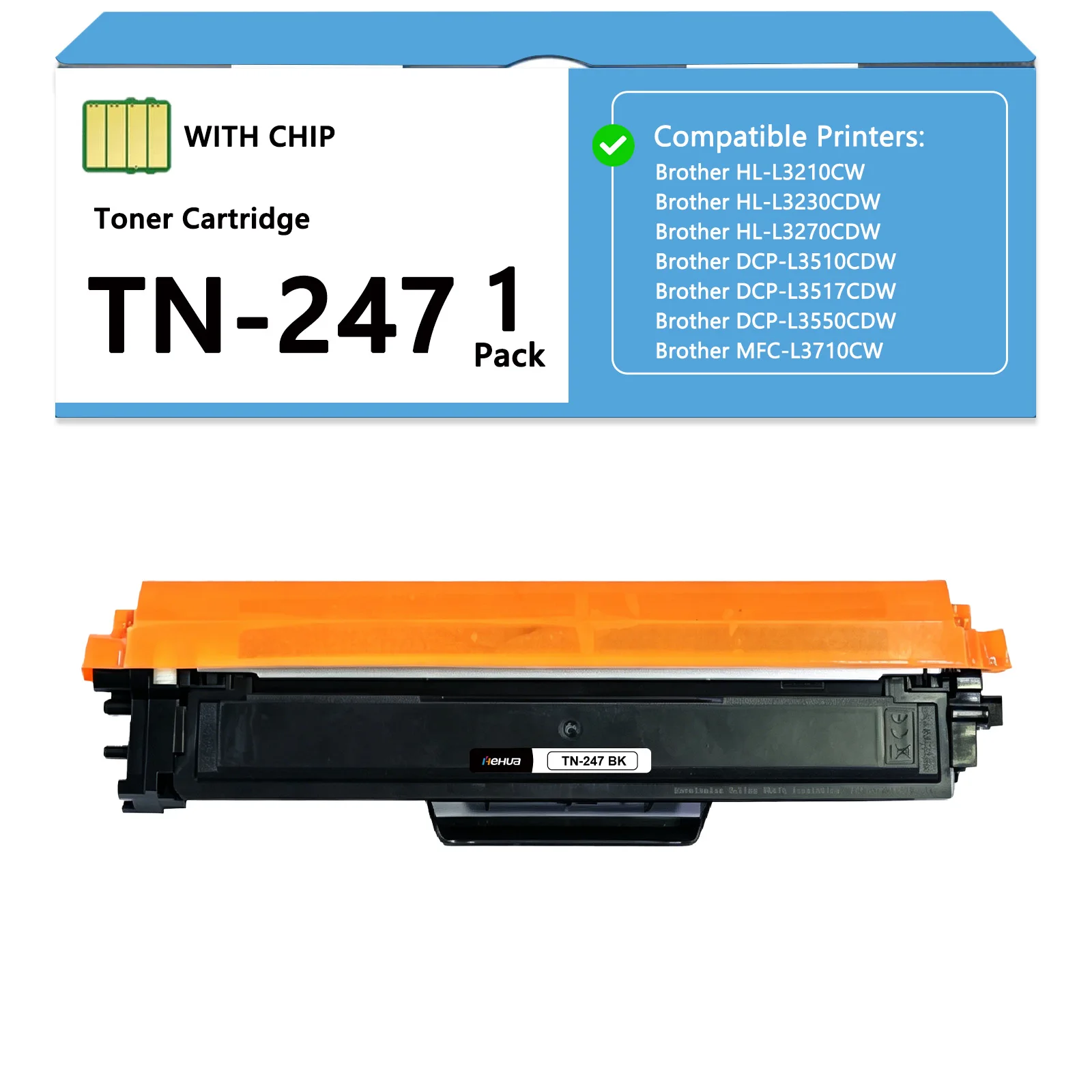 1 schwarze TN247 Tonerkartusche, kompatibel mit Brother HL-L3210CW L3230CDW DCP-L3510CDW L3517CDW L3550CDW MFC-L3710CW L3730CDN 3750CDW