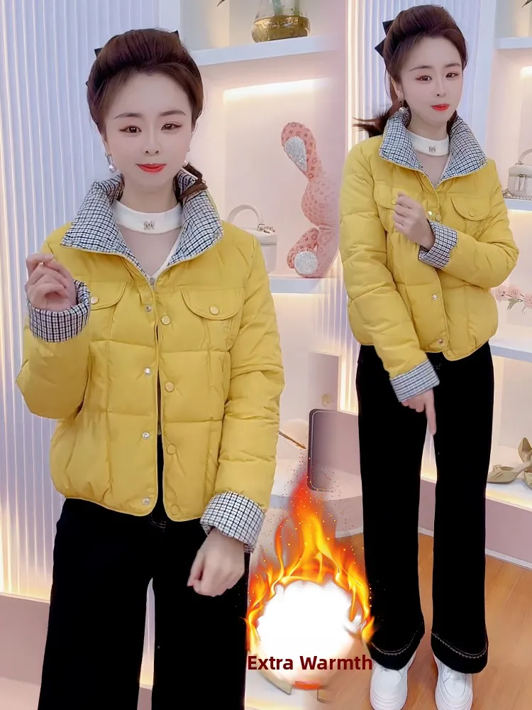 Sli Thiened Down Jaet de algodón para mujer invierno nuevo Faion cuello alto cintura en adelgazante Fce forrado abrigo coreano Sle