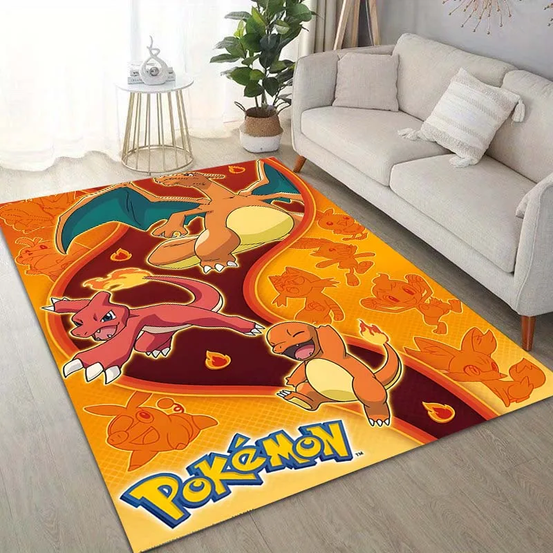 15 Sizes Pokémon Charizard Dracaufeu Pikachu Printing Carpet for Living Room Bedroom Kid's Room Home Decor Area Rug Non-slip Mat