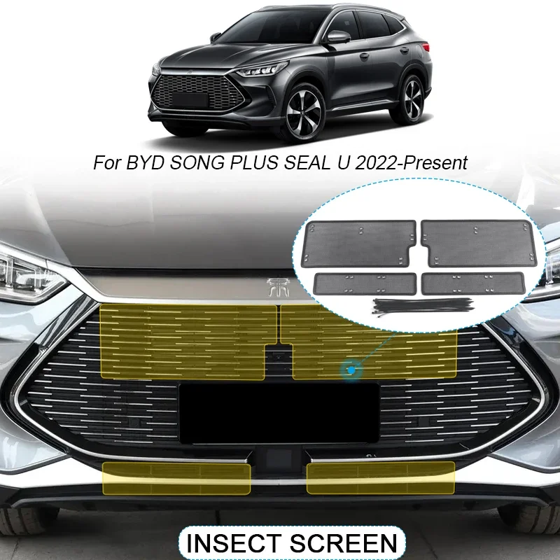 Car Insect-proof Air Inlet Protection Cover Airin Insert Net Vent Racing Grill Filter For BYD SONG PLUS SEAL U 2022-2025