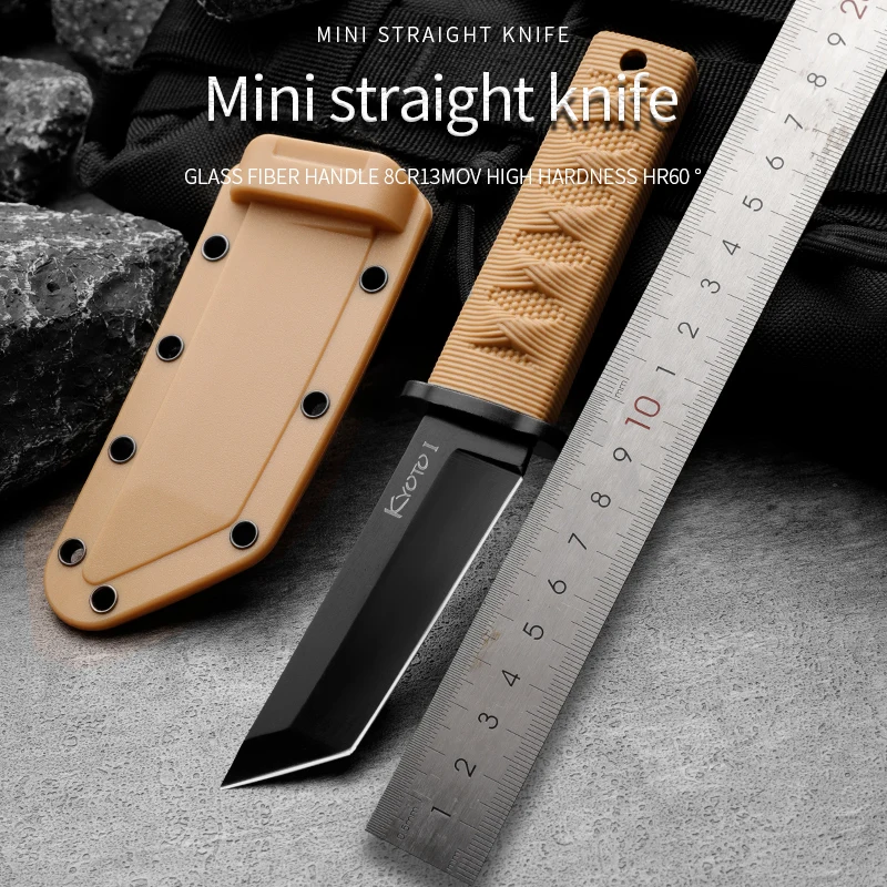 8CR13MOV Steel Hunting Knife, Survival Straight Knife, First Aid Tool Pocket Knife Outdoor Survival Knife Fixed Blade Men\'s Gift