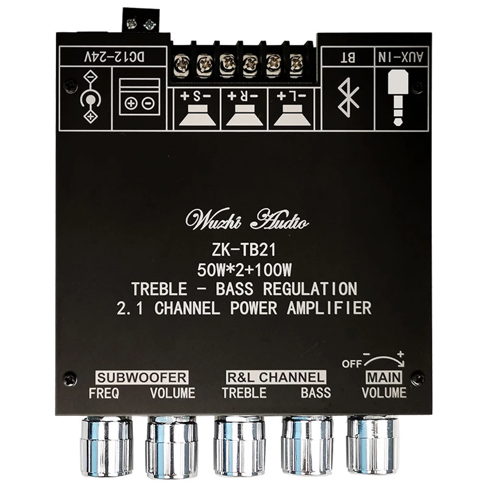 

2,1-канальный модуль усилителя звука Bluetooth ZK-TB21 TPA3116D2 цифровой усилитель мощности звука плата усилителя модуль поддержки приложения 12-24 В