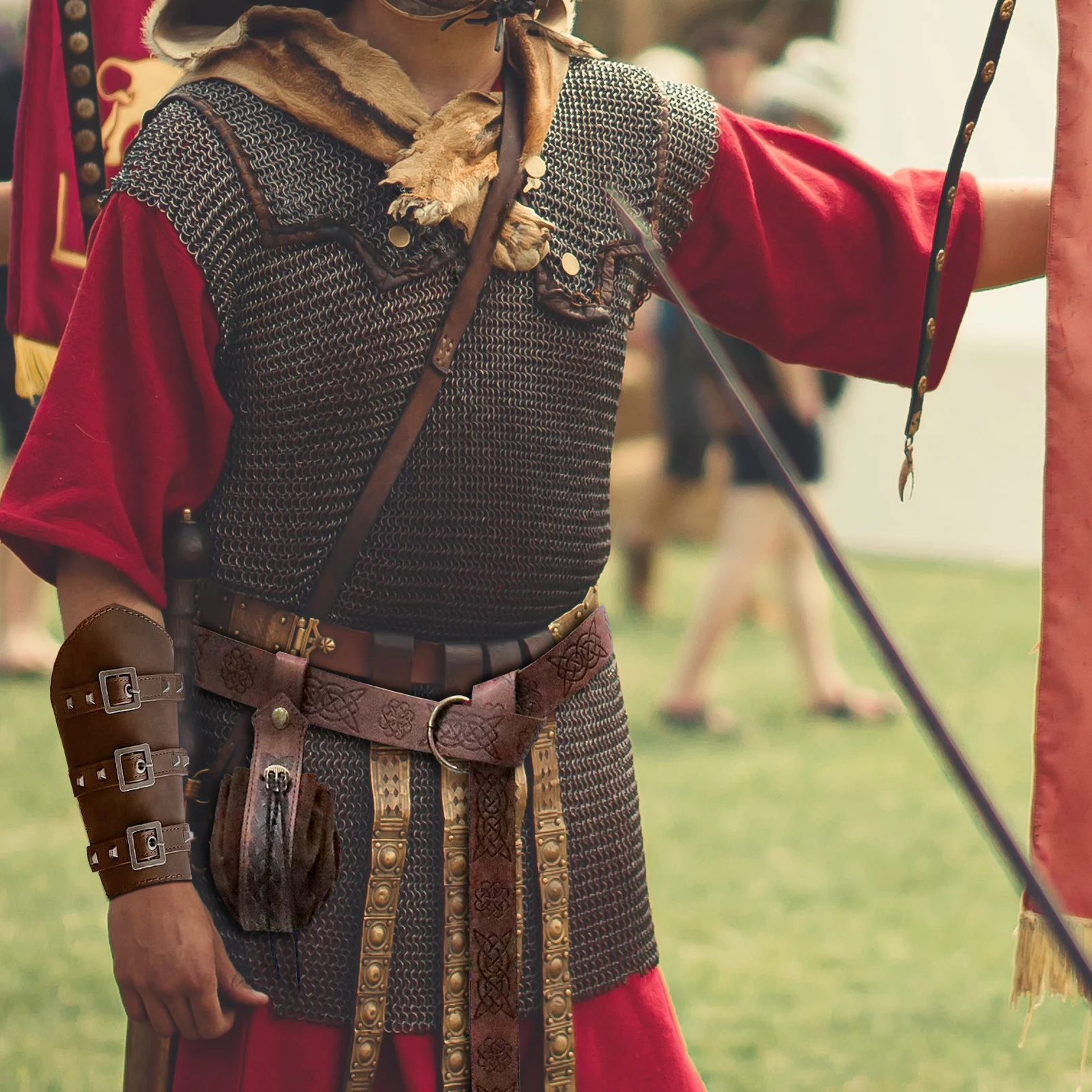 Conjunto de acessórios para fantasia de Halloween, cinto de cavaleiro medieval renascentista, viking, vintage, adereços de cosplay, cinto de couro para homens