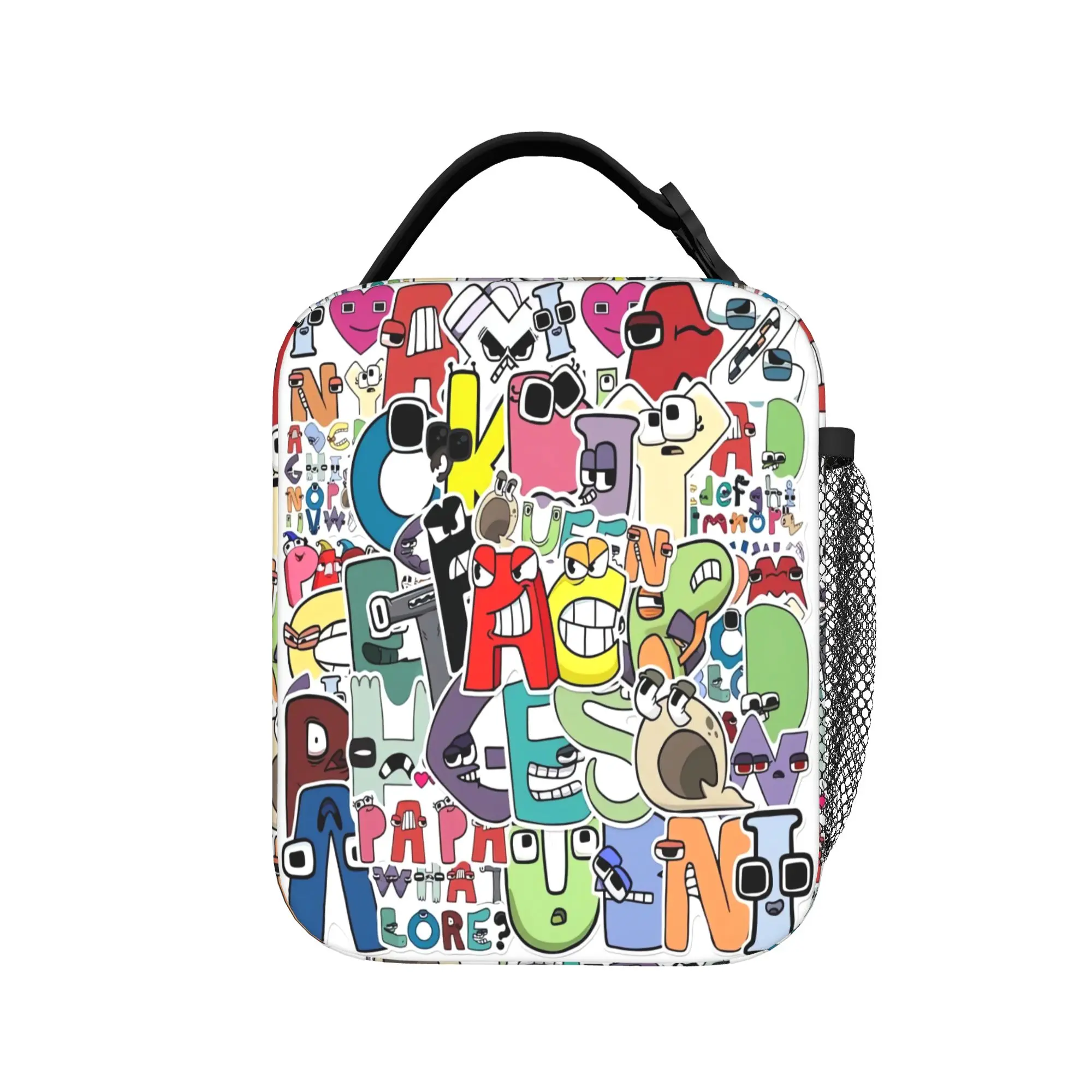 Popular Alphabet Lore Lunch Bag  Aesthetic Lunch Box School Portable Zipper Thermal Tote Handbags For Girls Oxford Cooler Bag