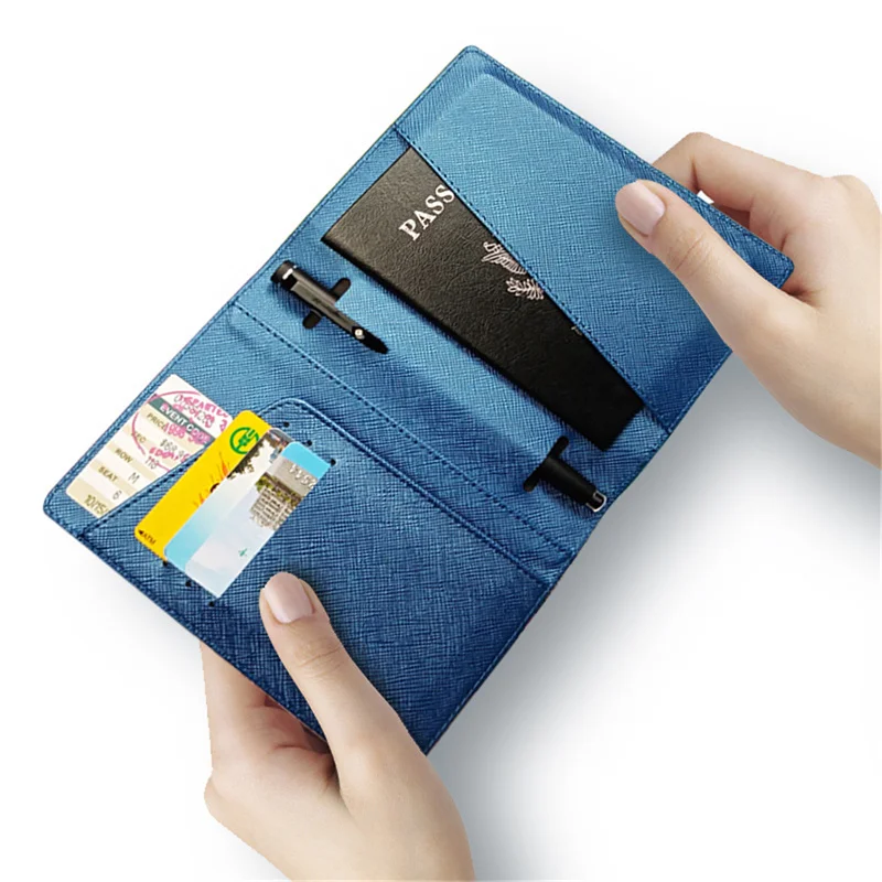 Women Men Vintage Business Passport Covers Holder Multi-Function ID Bank Card PU Leather Wallet Case Travel Accessories