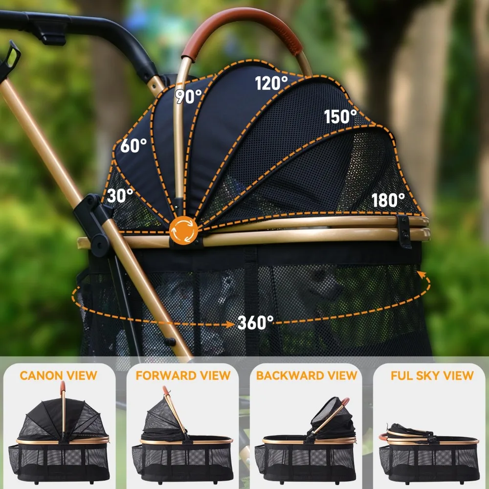 

Складная коляска 3-в-1 для собак и кошек до 55 фунтов, легкая с солнцезащитным козырьком и водонепроницаемой подкладкой