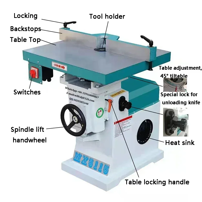 For MX5115 Woodworking Vertical Single-Axis Router Wood Edge Trimmer Slotting Machine Multifunctional Router 18000r/min