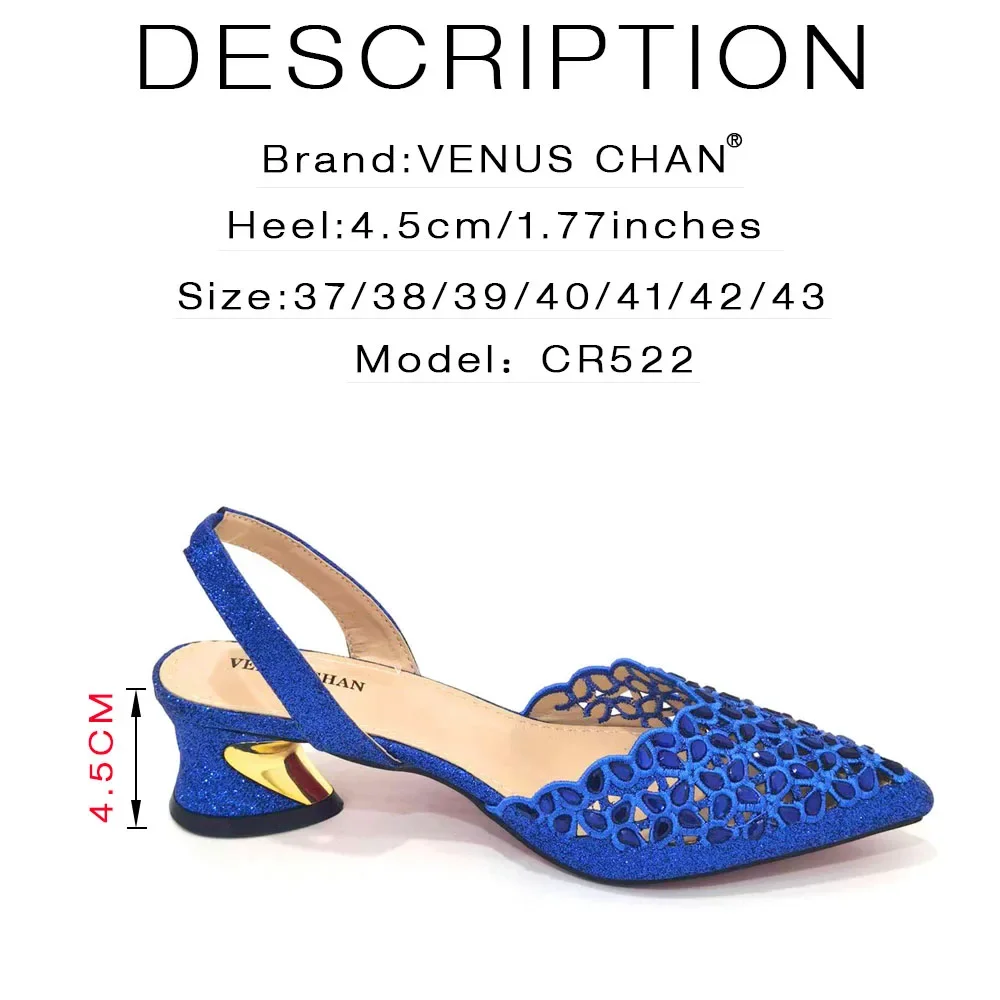 2023 Royal Blue Noble Three-Dimensional Bag With Elegant High Heels Shoes Italian Popular Design African Ladies Shoes Bag Set