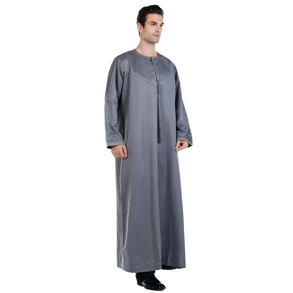 ผู้ชายมุสลิม Thobe Jubba Robe Saudi Long Sleeve Kaftan Mens หลวม Maxi ชุด Abaya อาหรับ Dishdasha เสื้อผ้า Caftan Robe Casual