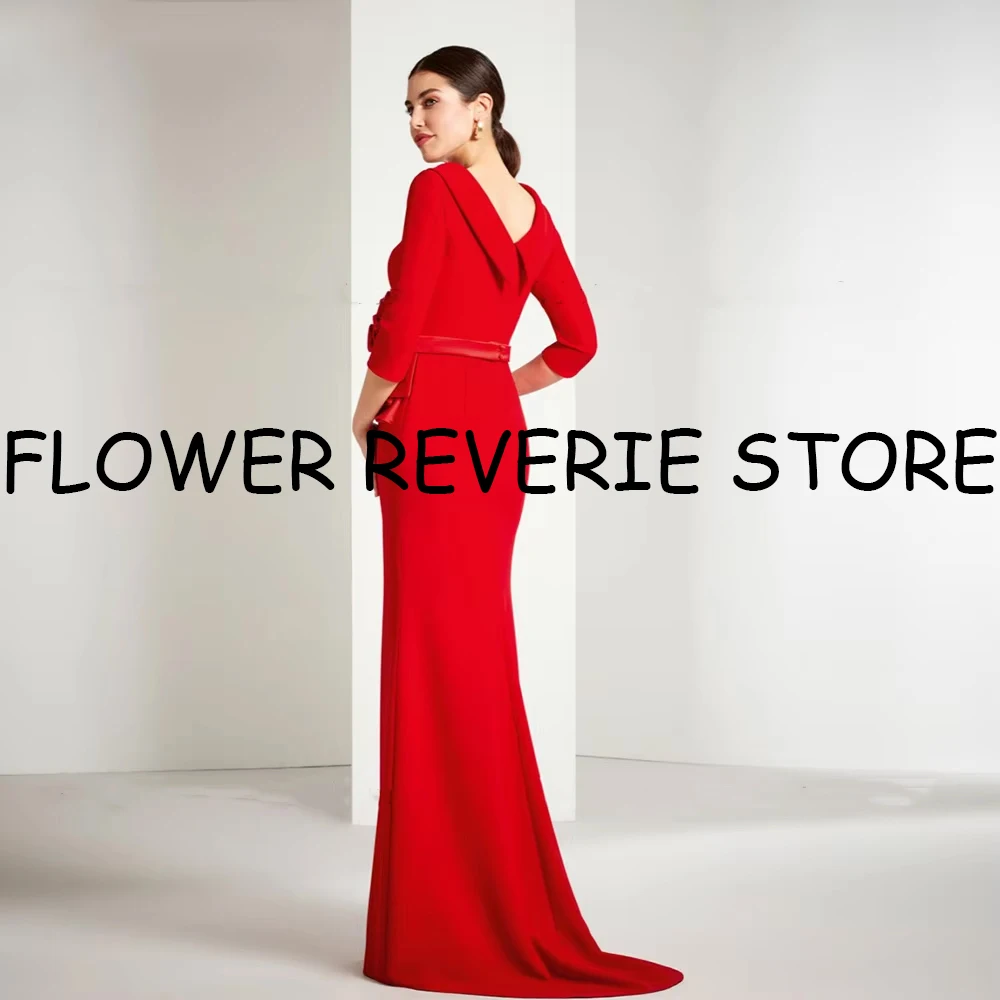 Personalizzato di alta qualità retrò semplice jersey applique fascia dritta scollo rotondo abiti lunghi abiti da sera classici formali