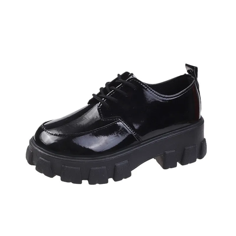 2025 Female Shoes Women Fashion Mary Janes Round Toe Flats Loafers Oxfords Platform Casual Metal Chain Buckle Ladies Heels Black image 6
