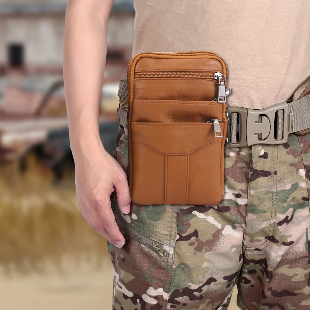 Bolsa crossbody elegante para homens, couro de várias camadas, bolsa de peito vintage, bolsa de cintura impermeável masculina